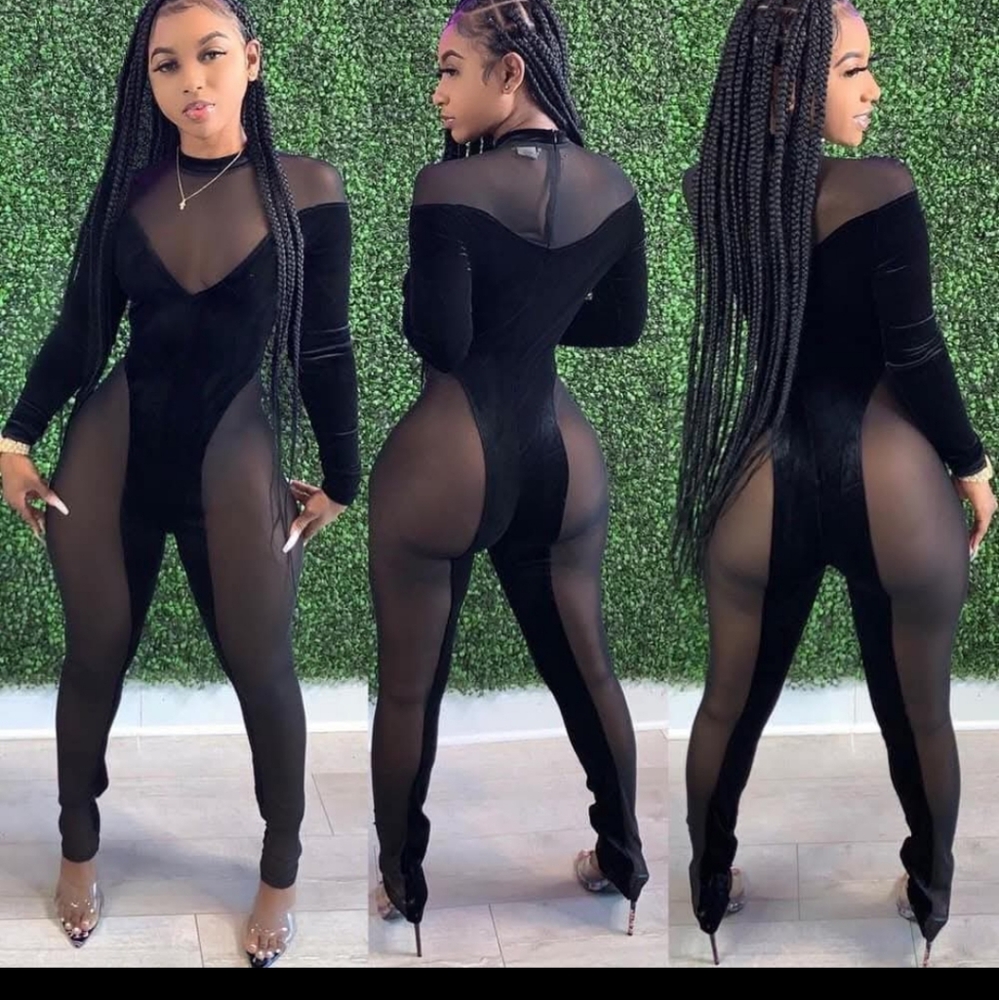 Chic Black Sheer Bodysuit